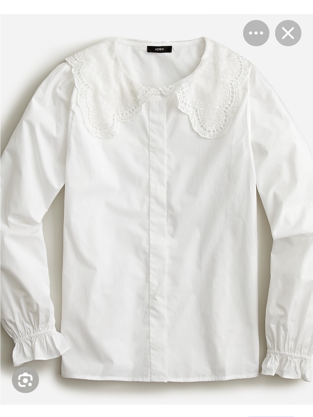 NWT J. Crew White Lace-Collar Cotton Poplin Button-Down